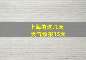 上海的这几天天气预报15天