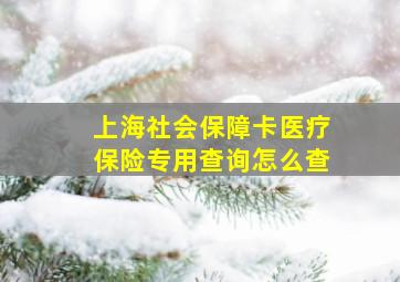 上海社会保障卡医疗保险专用查询怎么查