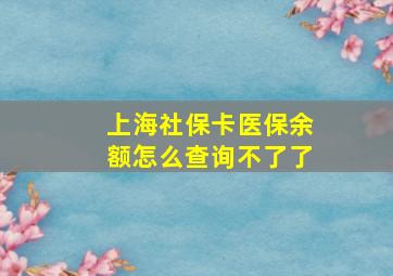 上海社保卡医保余额怎么查询不了了