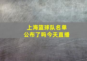 上海篮球队名单公布了吗今天直播