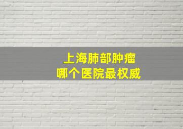 上海肺部肿瘤哪个医院最权威