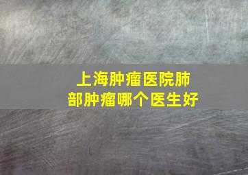 上海肿瘤医院肺部肿瘤哪个医生好