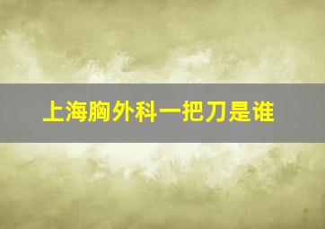 上海胸外科一把刀是谁