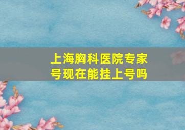 上海胸科医院专家号现在能挂上号吗