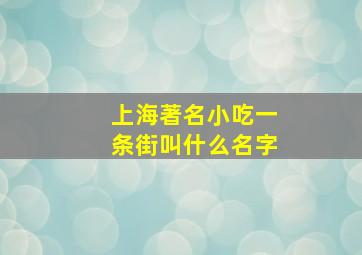 上海著名小吃一条街叫什么名字