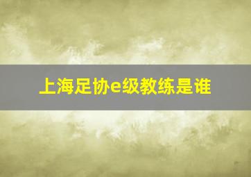 上海足协e级教练是谁