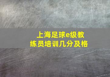 上海足球e级教练员培训几分及格