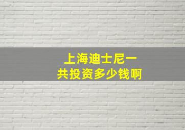 上海迪士尼一共投资多少钱啊