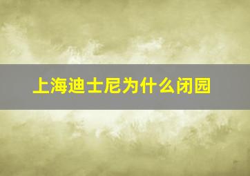 上海迪士尼为什么闭园