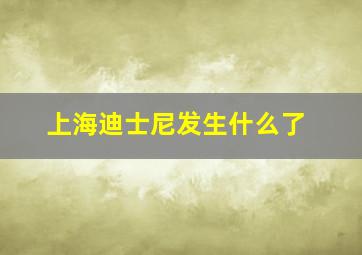 上海迪士尼发生什么了