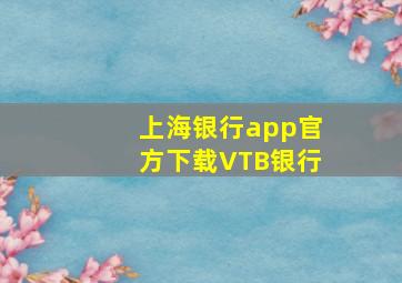 上海银行app官方下载VTB银行