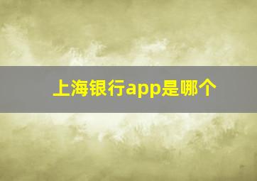 上海银行app是哪个