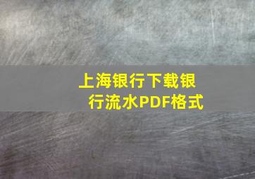 上海银行下载银行流水PDF格式