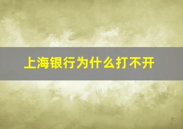 上海银行为什么打不开