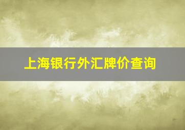 上海银行外汇牌价查询