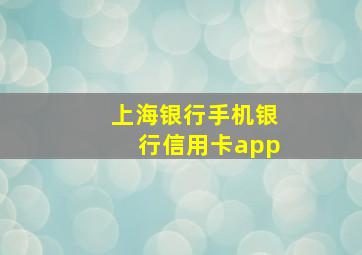 上海银行手机银行信用卡app