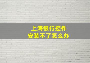 上海银行控件安装不了怎么办