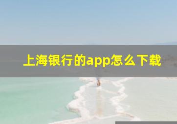 上海银行的app怎么下载