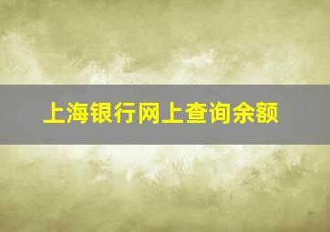 上海银行网上查询余额