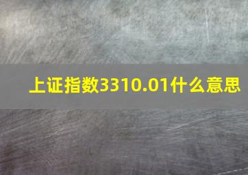 上证指数3310.01什么意思