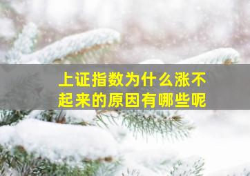 上证指数为什么涨不起来的原因有哪些呢