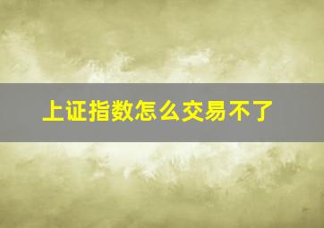 上证指数怎么交易不了