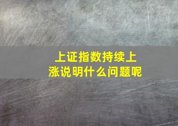 上证指数持续上涨说明什么问题呢