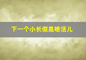 下一个小长假是啥活儿