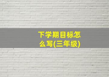 下学期目标怎么写(三年级)