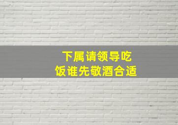 下属请领导吃饭谁先敬酒合适