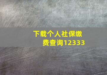 下载个人社保缴费查询12333