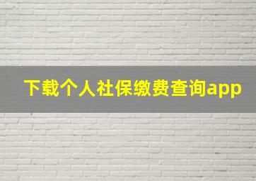 下载个人社保缴费查询app