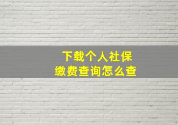 下载个人社保缴费查询怎么查