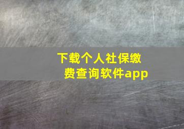 下载个人社保缴费查询软件app