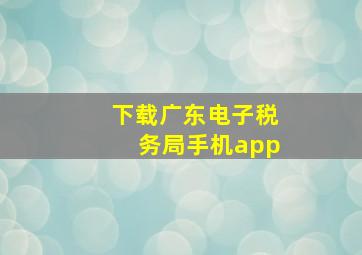 下载广东电子税务局手机app