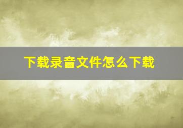 下载录音文件怎么下载