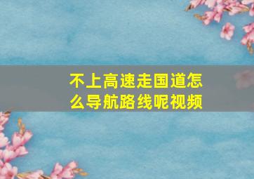 不上高速走国道怎么导航路线呢视频