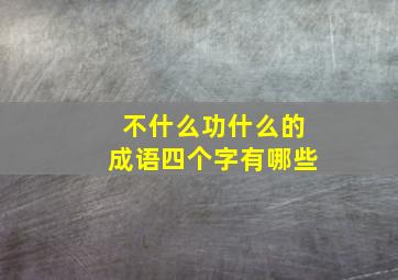 不什么功什么的成语四个字有哪些