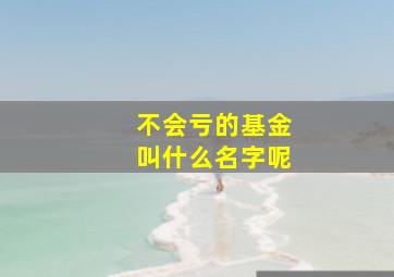 不会亏的基金叫什么名字呢