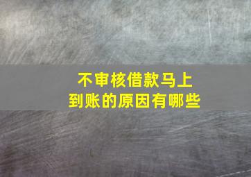 不审核借款马上到账的原因有哪些