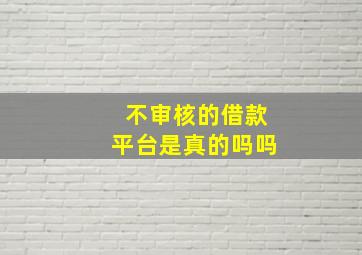 不审核的借款平台是真的吗吗