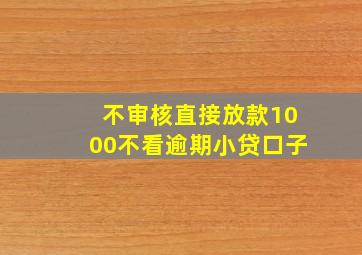 不审核直接放款1000不看逾期小贷口子