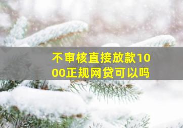 不审核直接放款1000正规网贷可以吗