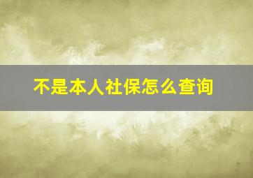 不是本人社保怎么查询