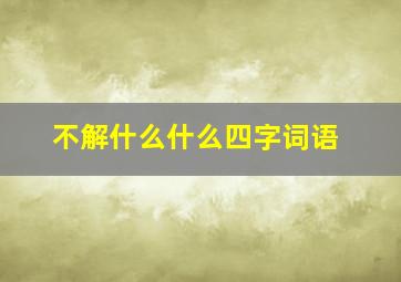 不解什么什么四字词语