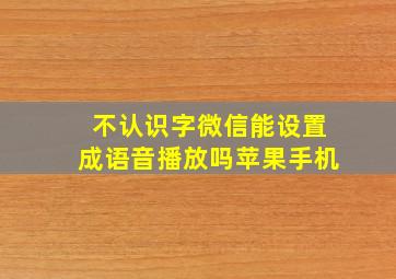 不认识字微信能设置成语音播放吗苹果手机