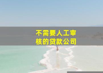 不需要人工审核的贷款公司