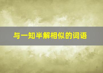 与一知半解相似的词语