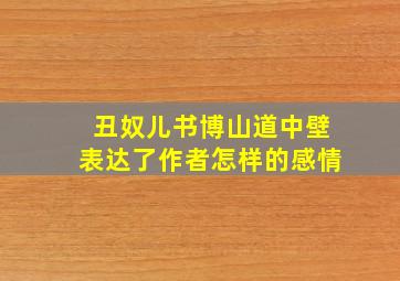 丑奴儿书博山道中壁表达了作者怎样的感情