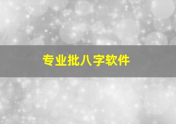 专业批八字软件